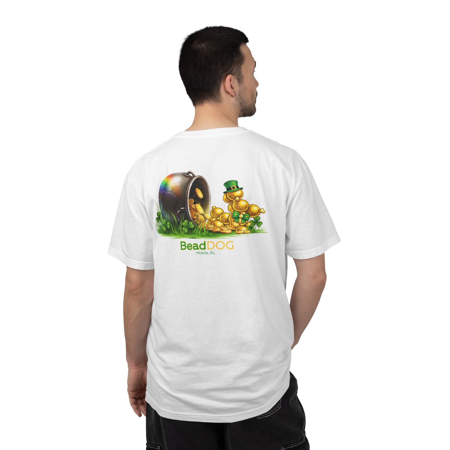 St. Patrick's Day Pot of Gold T-Shirt — Funny Bead Dog Rainbow Tee