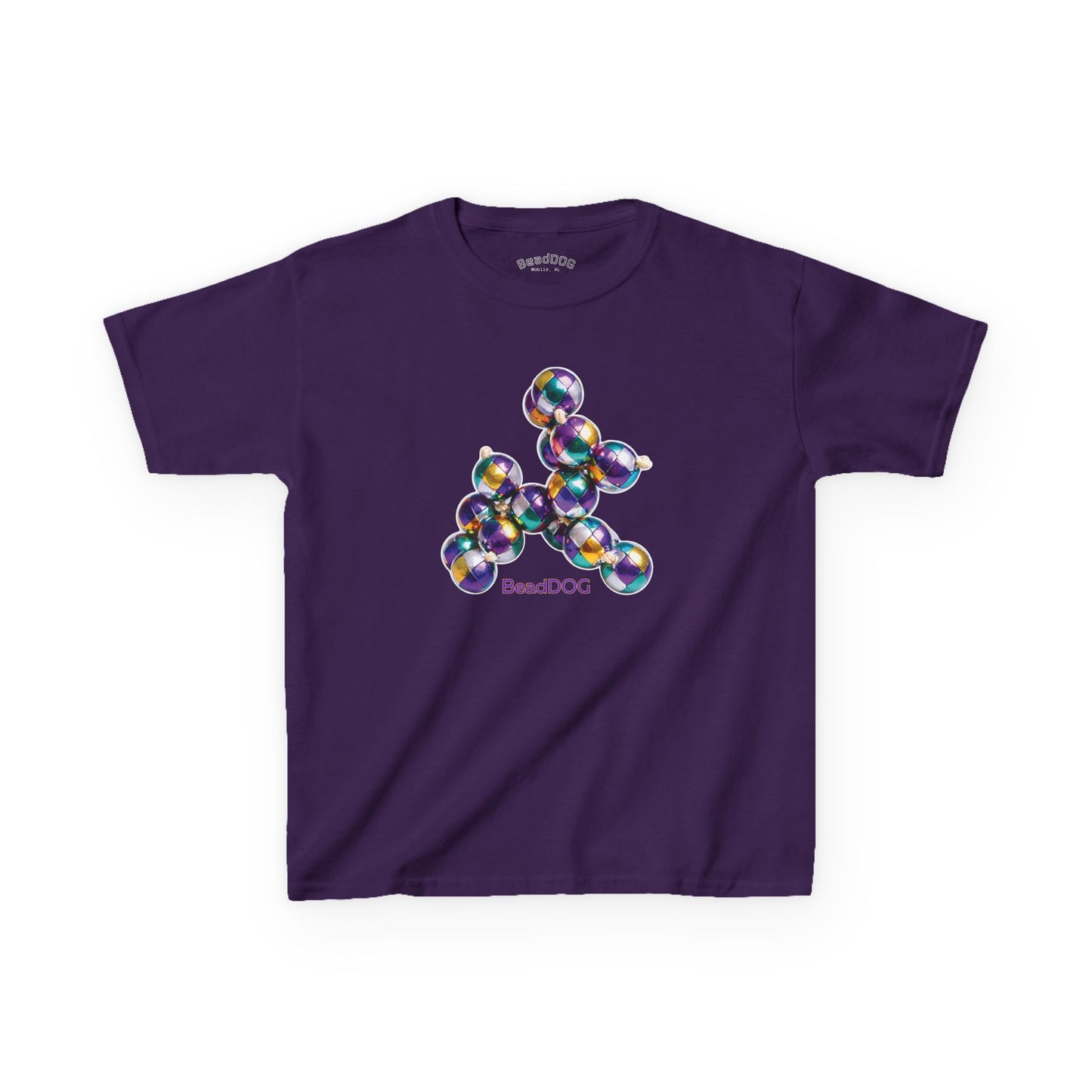 Kids Mardi Gras BeadDog Graphic Tee — Harlequin Youth T-Shirt