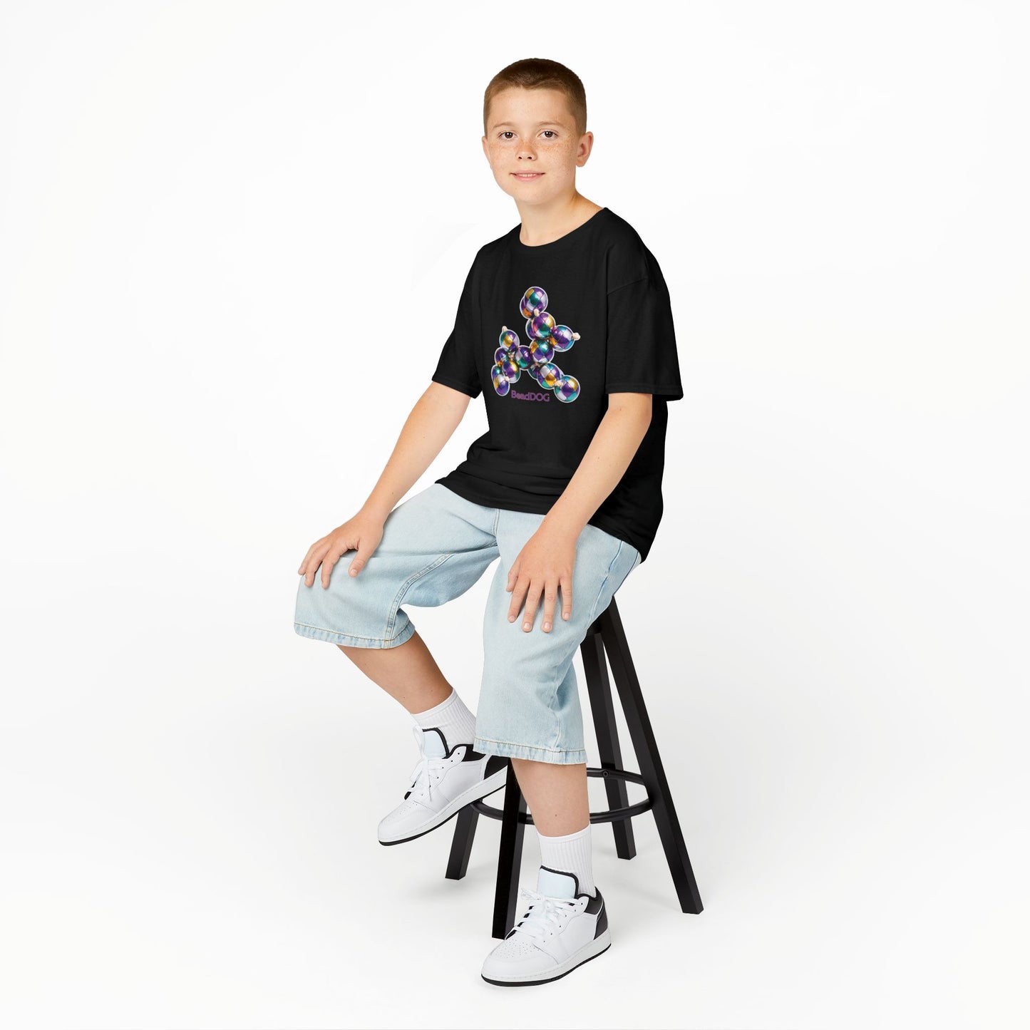 Kids Mardi Gras BeadDog Graphic Tee — Harlequin Youth T-Shirt