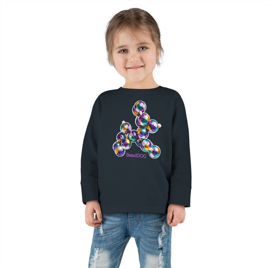Mardi Gras BeadDog Toddler Long Sleeve Tee — Harlequin Graphic