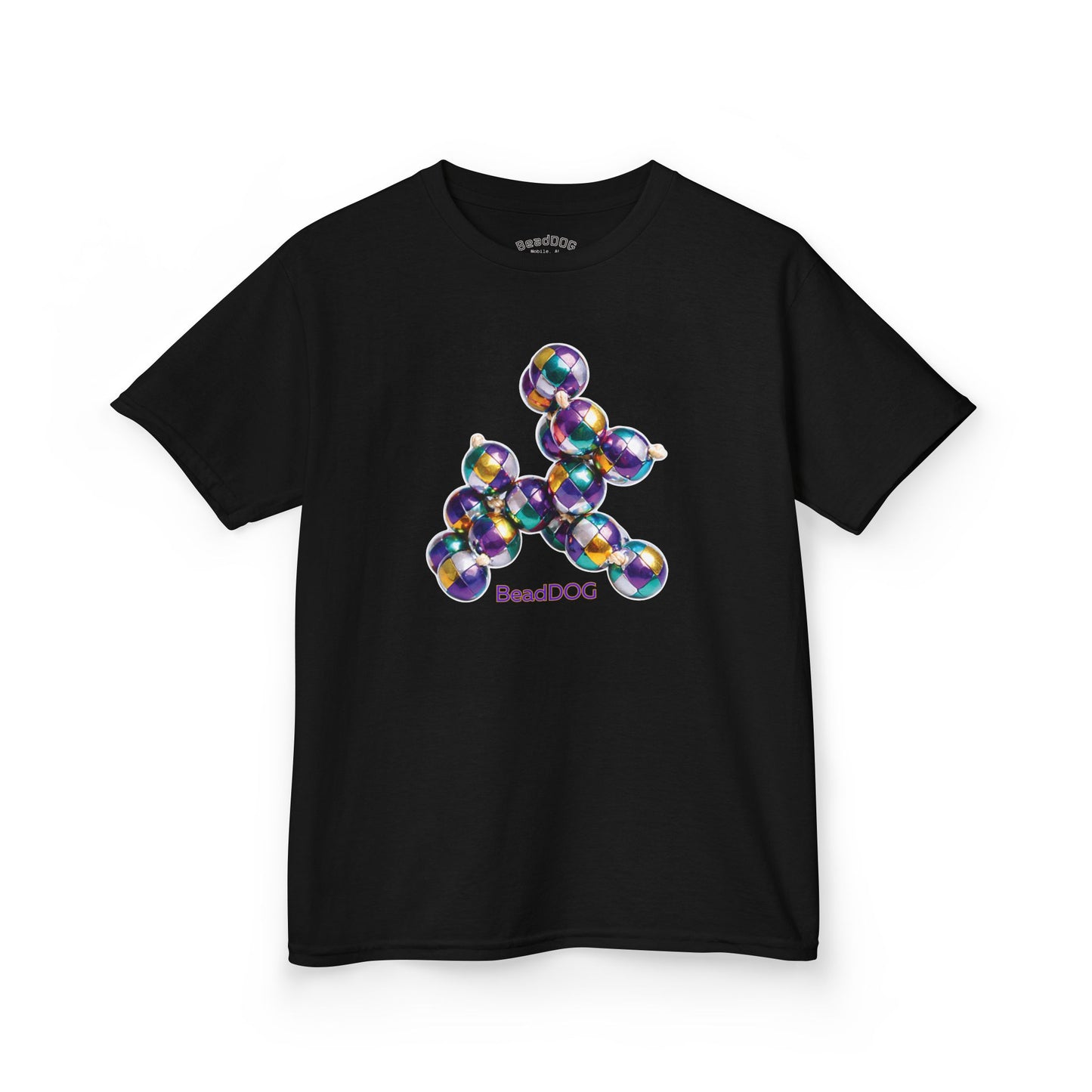 Kids Mardi Gras BeadDog Graphic Tee — Harlequin Youth T-Shirt