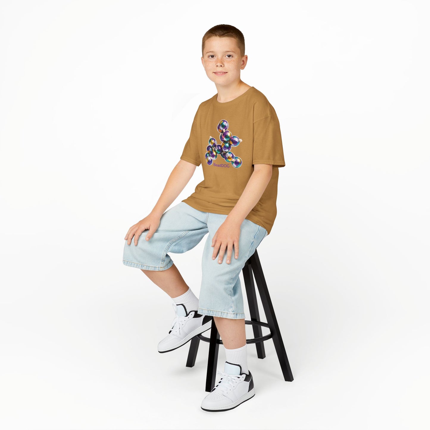 Kids Mardi Gras BeadDog Graphic Tee — Harlequin Youth T-Shirt