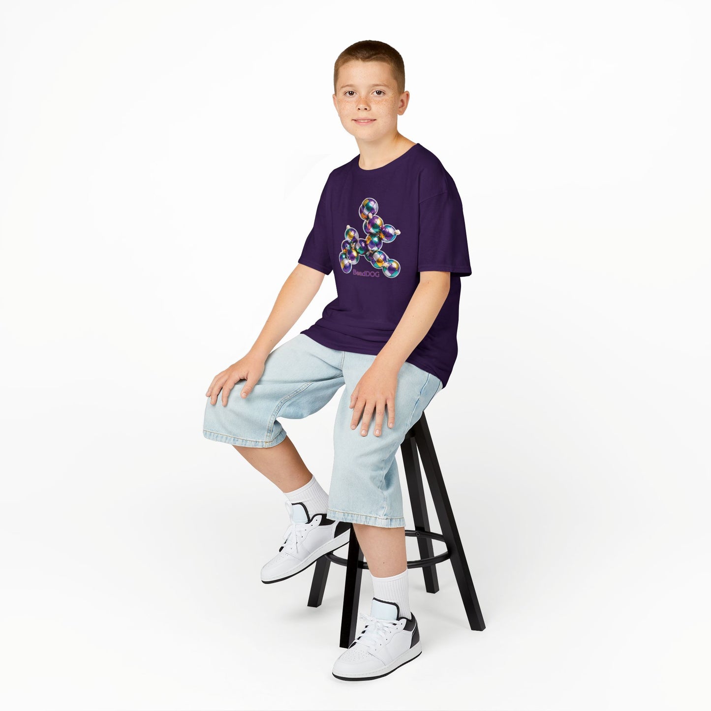 Kids Mardi Gras BeadDog Graphic Tee — Harlequin Youth T-Shirt