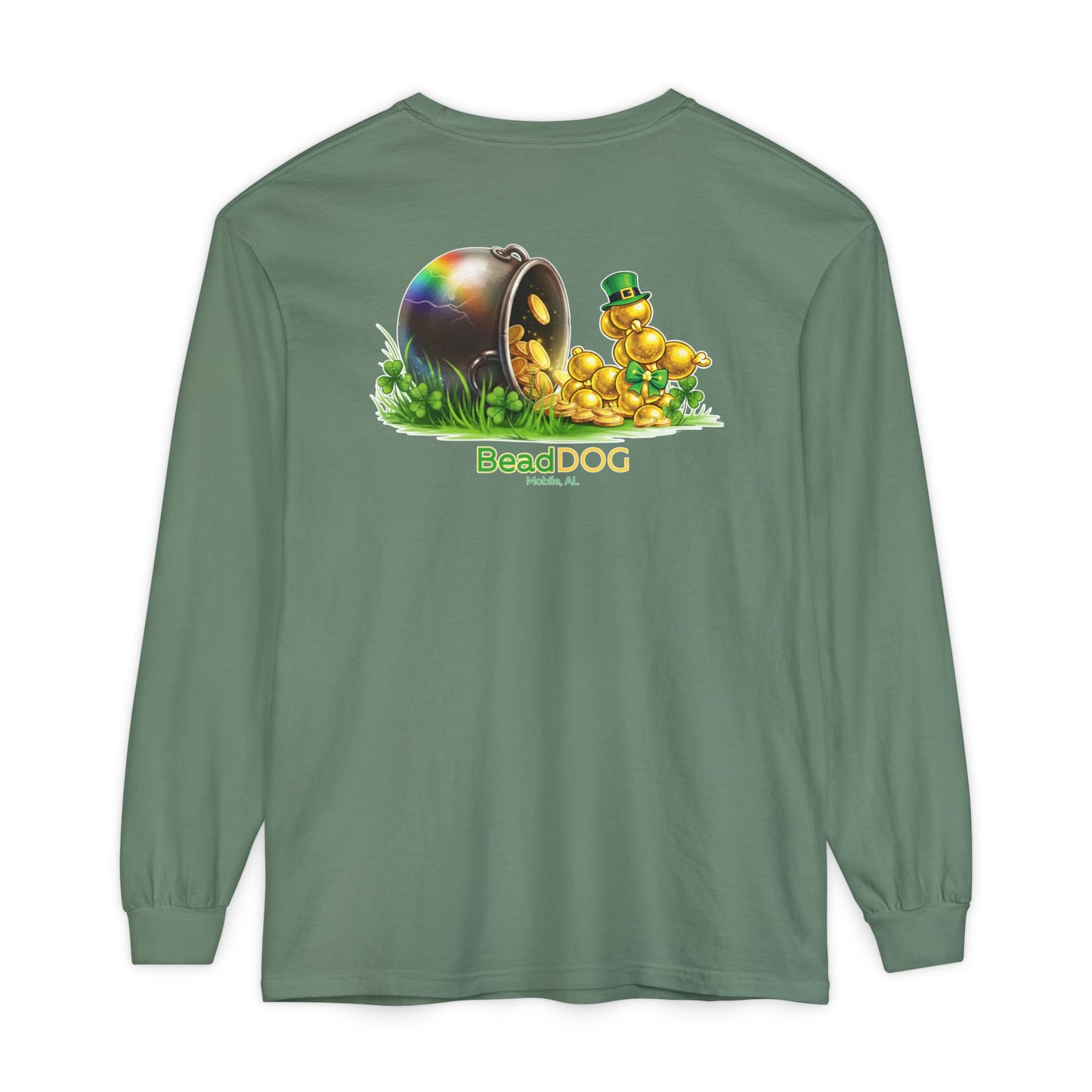 Bead Dog St. Patrick’s Long Sleeve Tee — Pot of Gold Graphic