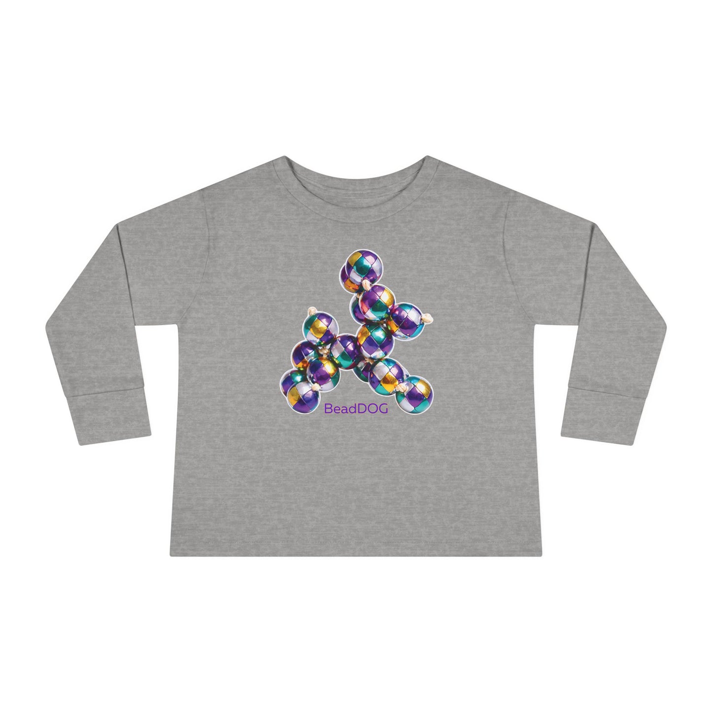 Mardi Gras BeadDog Toddler Long Sleeve Tee — Harlequin Graphic
