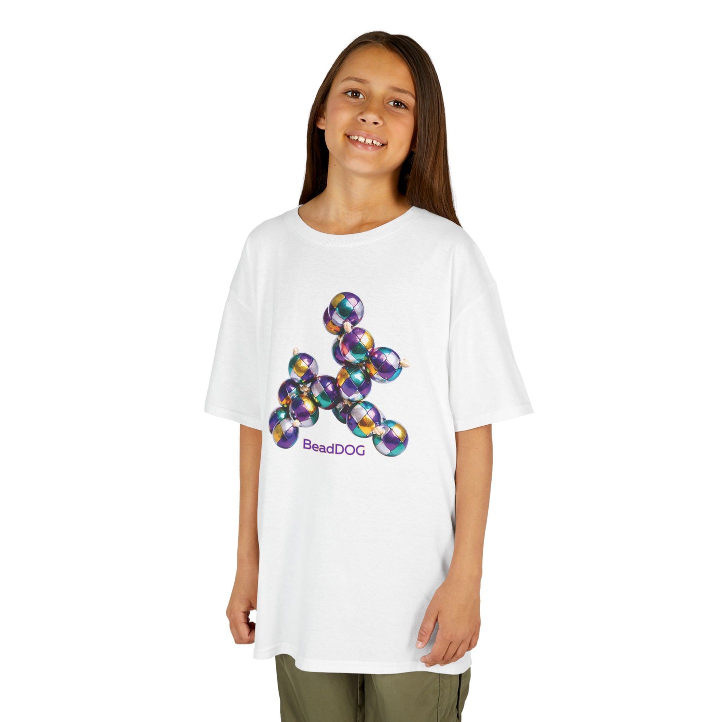 Kids Mardi Gras BeadDog Graphic Tee — Harlequin Youth T-Shirt