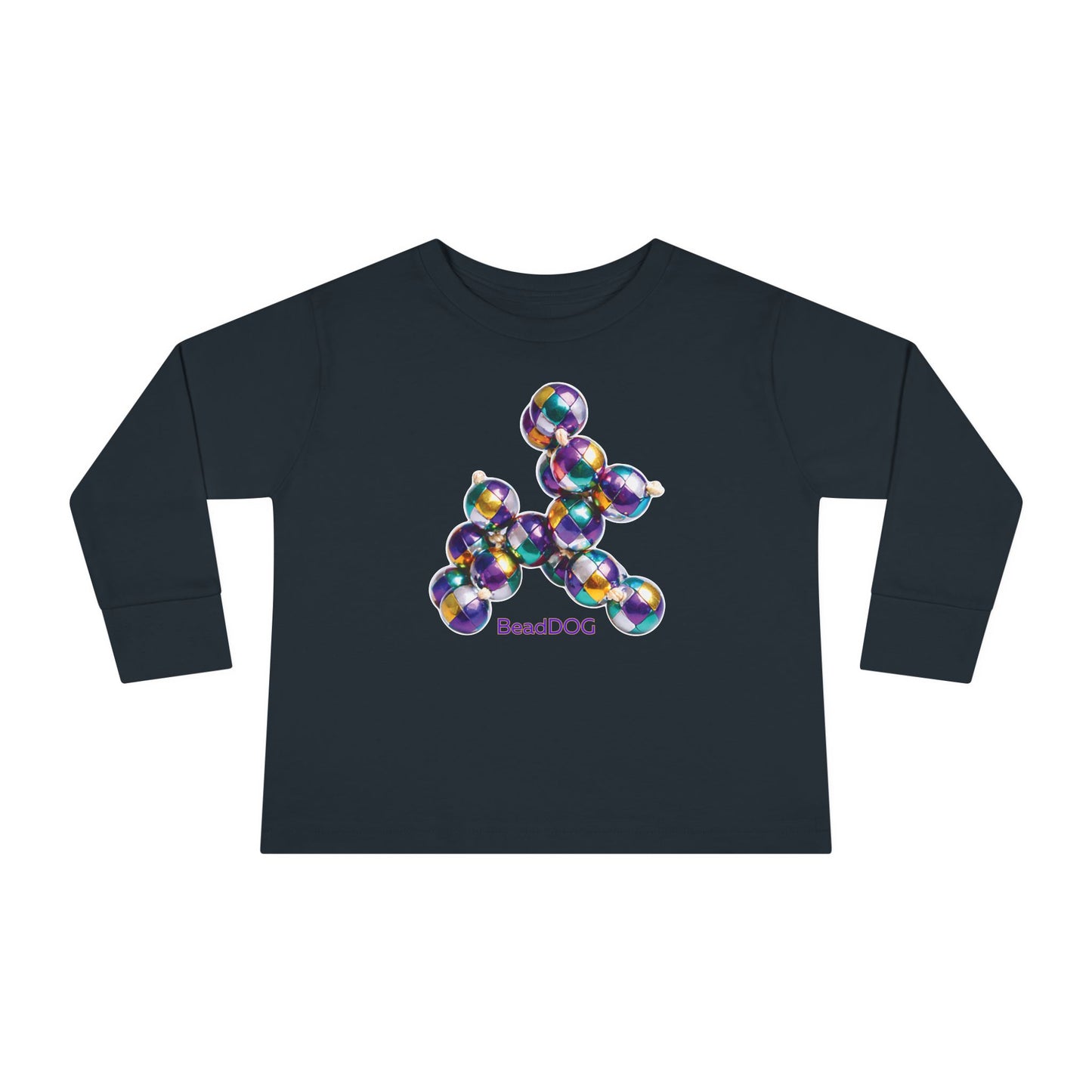 Mardi Gras BeadDog Toddler Long Sleeve Tee — Harlequin Graphic