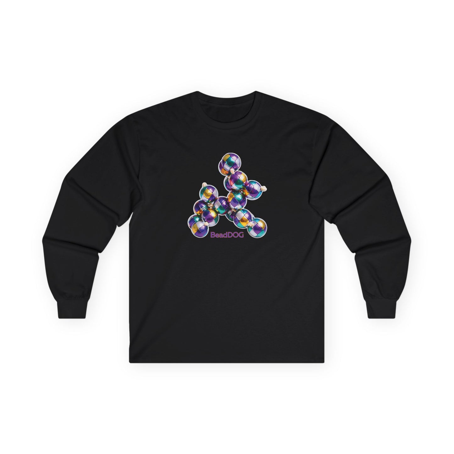 Mardi Gras Harlequin Bead Dog Long Sleeve Tee