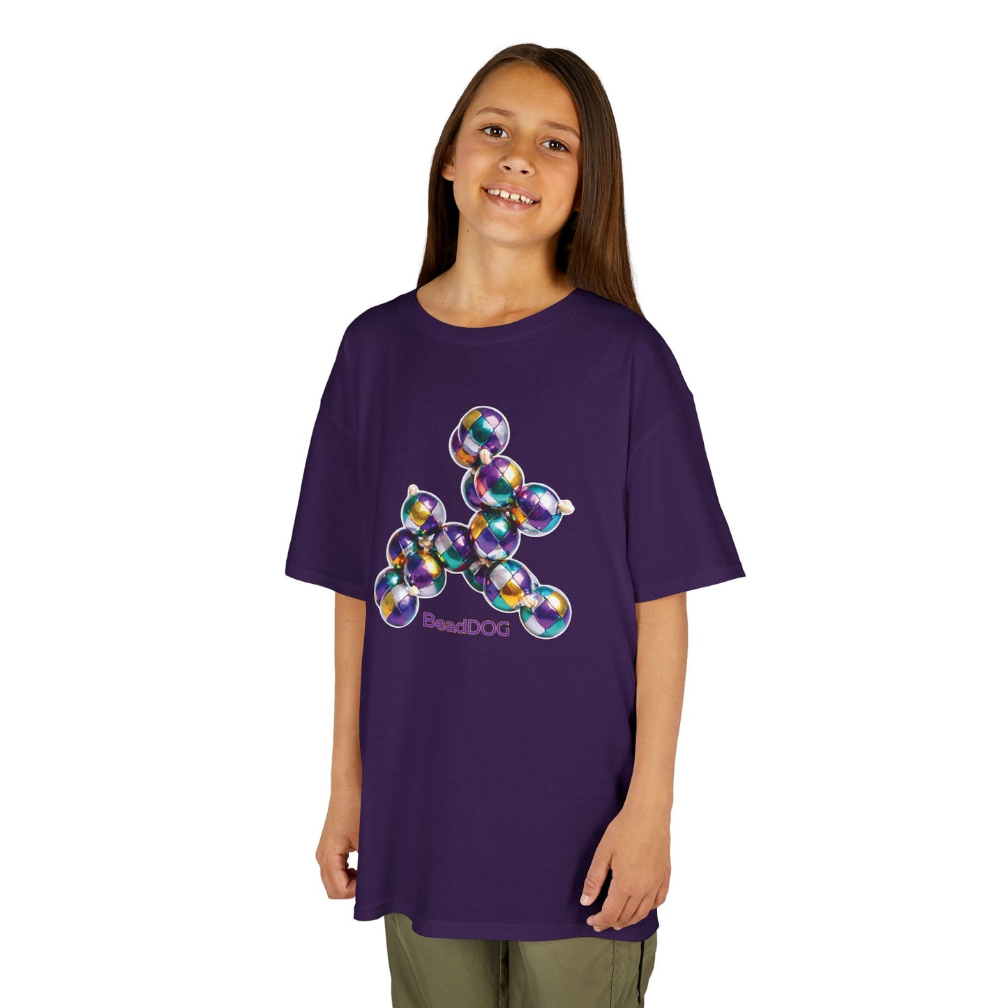 Kids Mardi Gras BeadDog Graphic Tee — Harlequin Youth T-Shirt