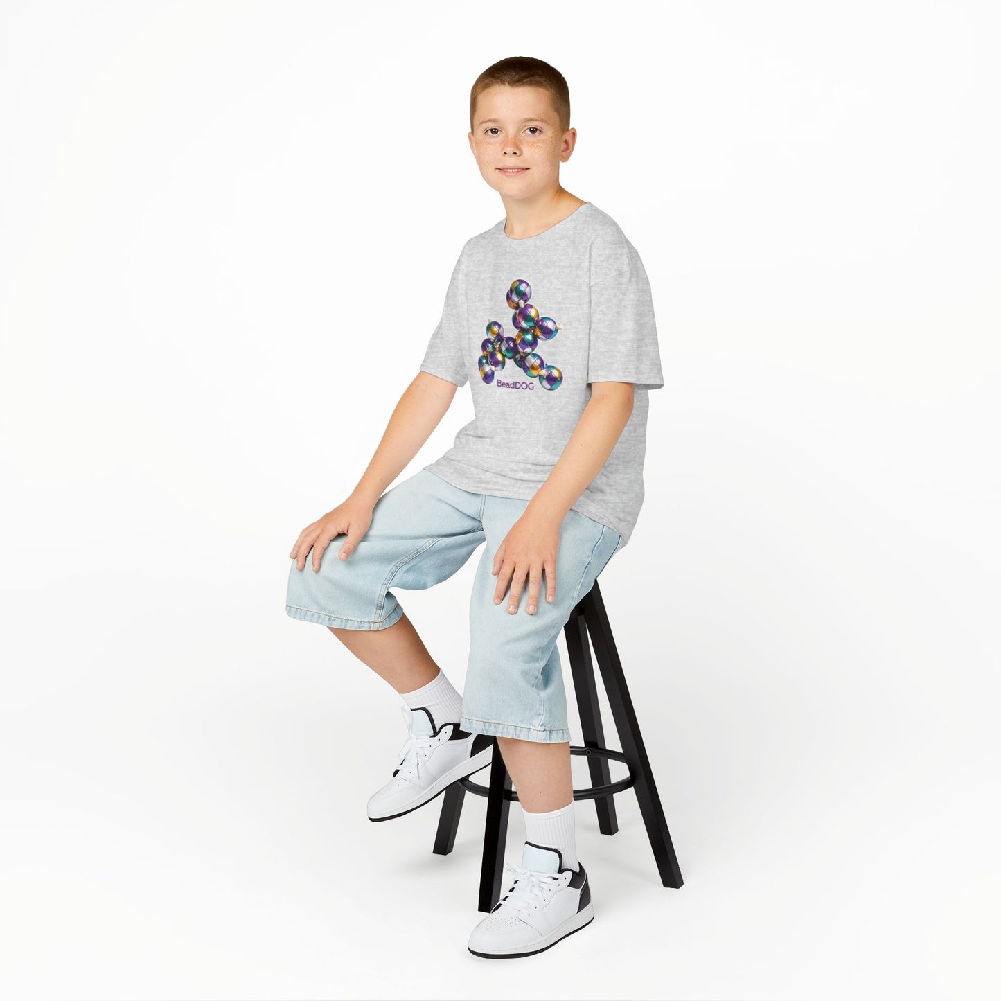 Kids Mardi Gras BeadDog Graphic Tee — Harlequin Youth T-Shirt