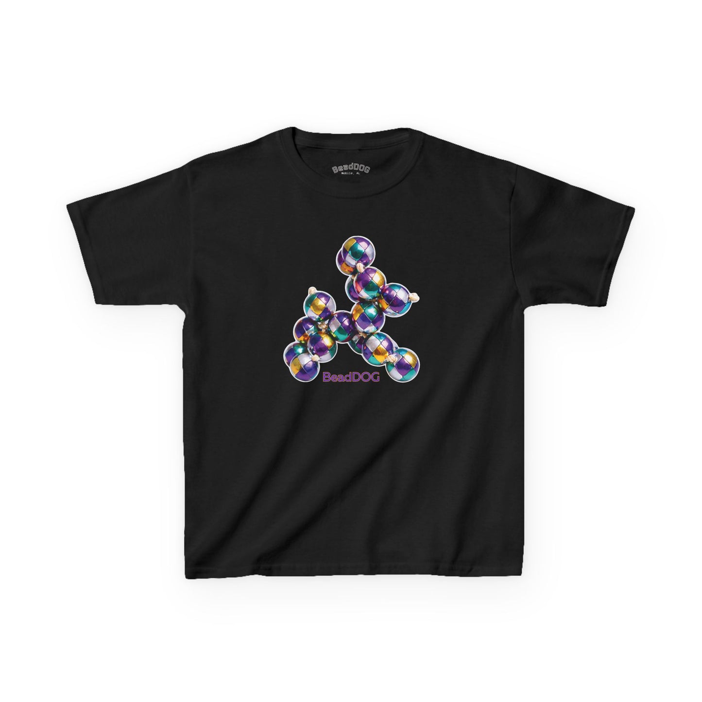 Kids Mardi Gras BeadDog Graphic Tee — Harlequin Youth T-Shirt