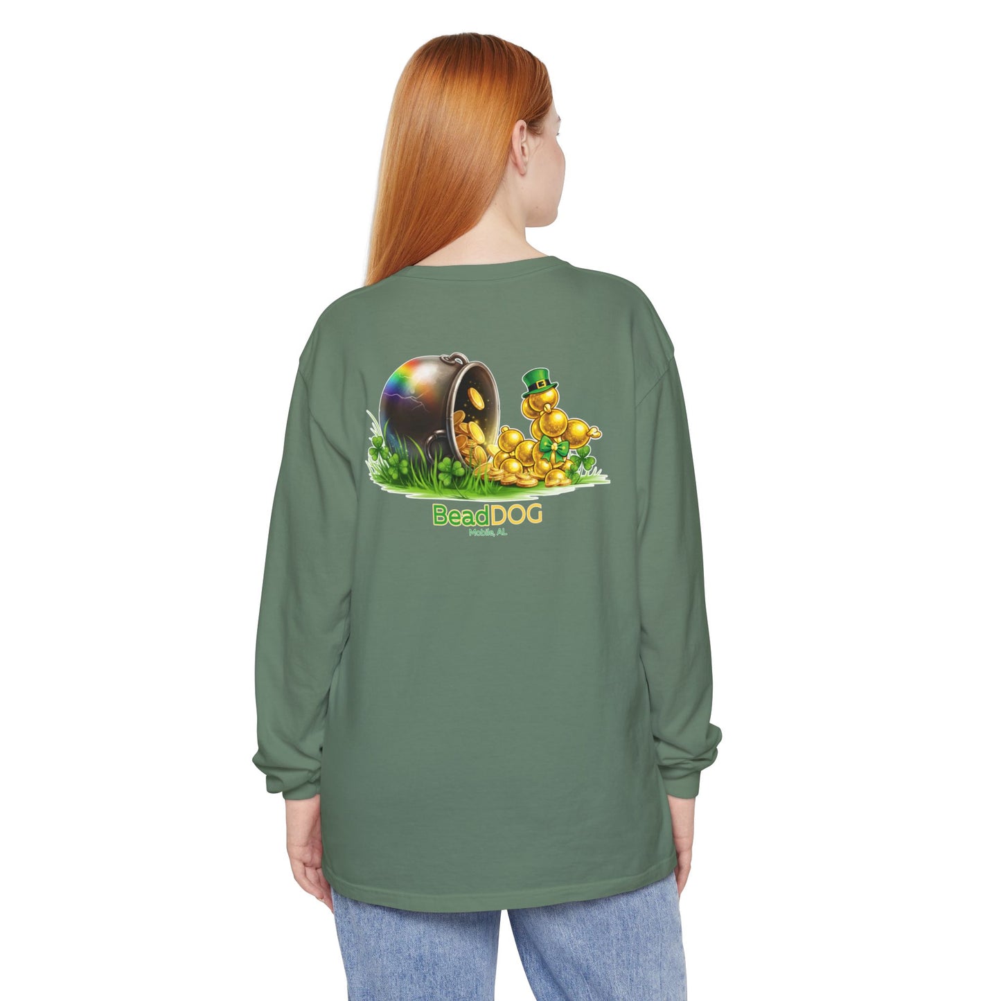 Bead Dog St. Patrick’s Long Sleeve Tee — Pot of Gold Graphic
