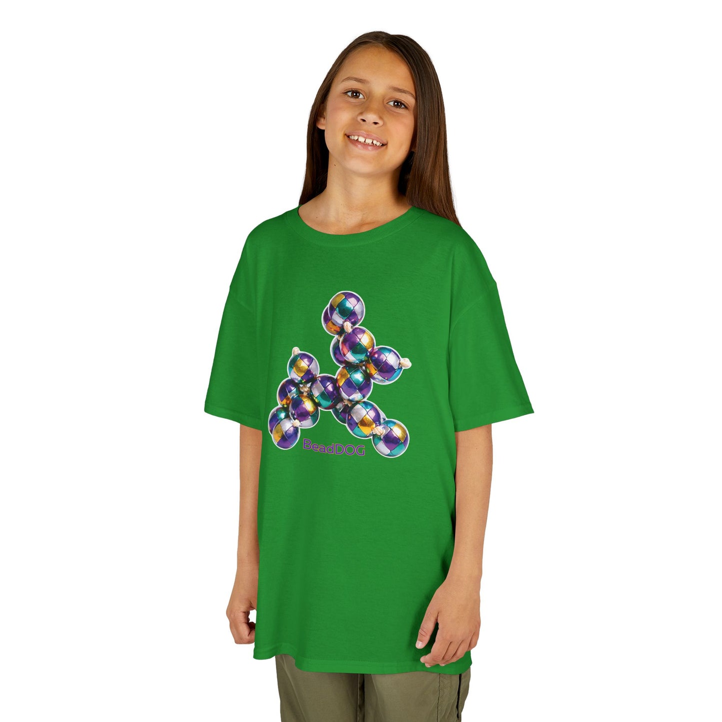 Kids Mardi Gras BeadDog Graphic Tee — Harlequin Youth T-Shirt