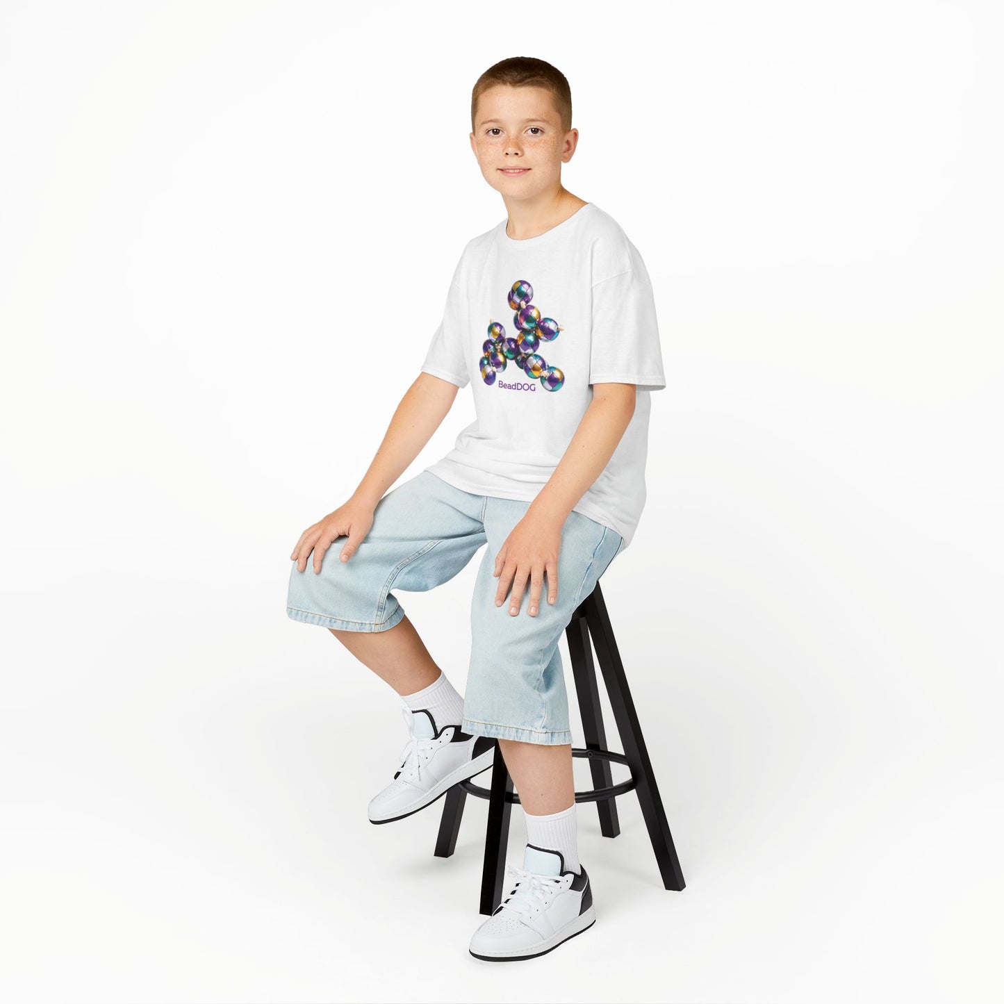Kids Mardi Gras BeadDog Graphic Tee — Harlequin Youth T-Shirt