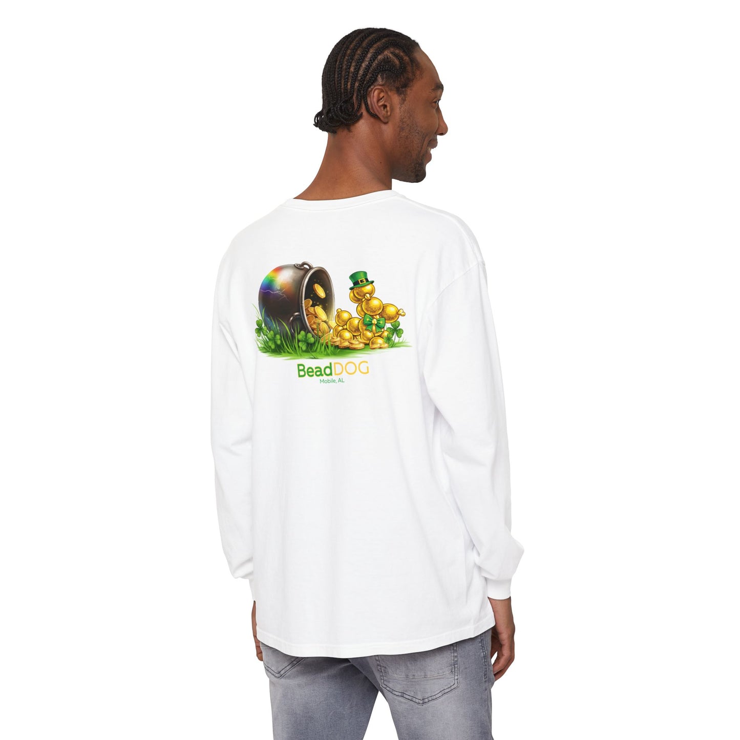 Bead Dog St. Patrick’s Long Sleeve Tee — Pot of Gold Graphic