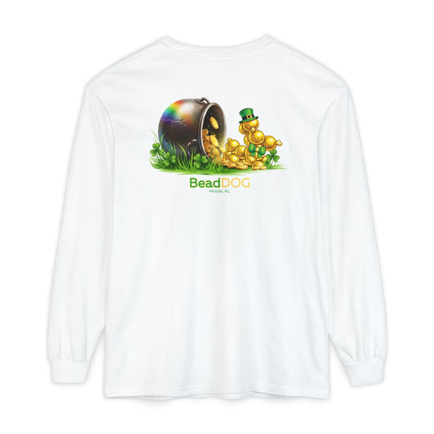 Bead Dog St. Patrick’s Long Sleeve Tee — Pot of Gold Graphic