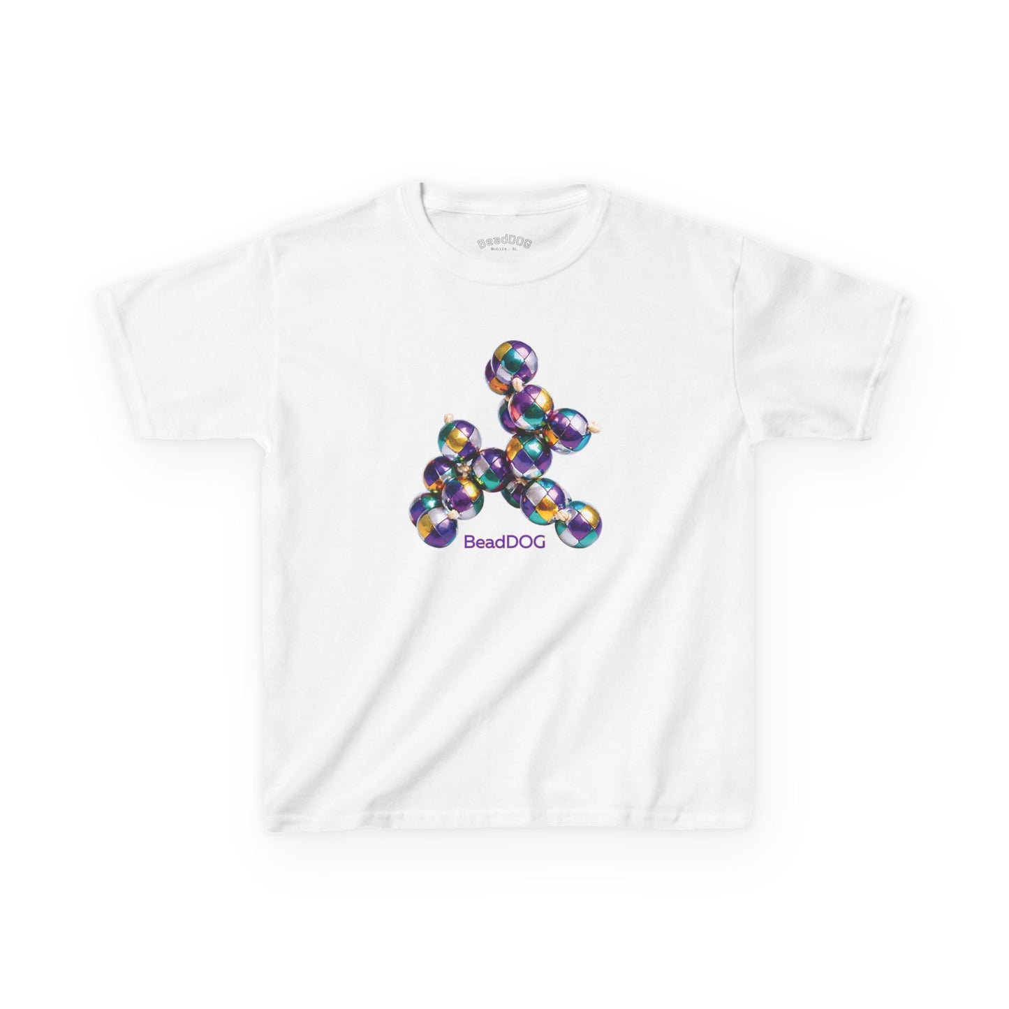 Kids Mardi Gras BeadDog Graphic Tee — Harlequin Youth T-Shirt