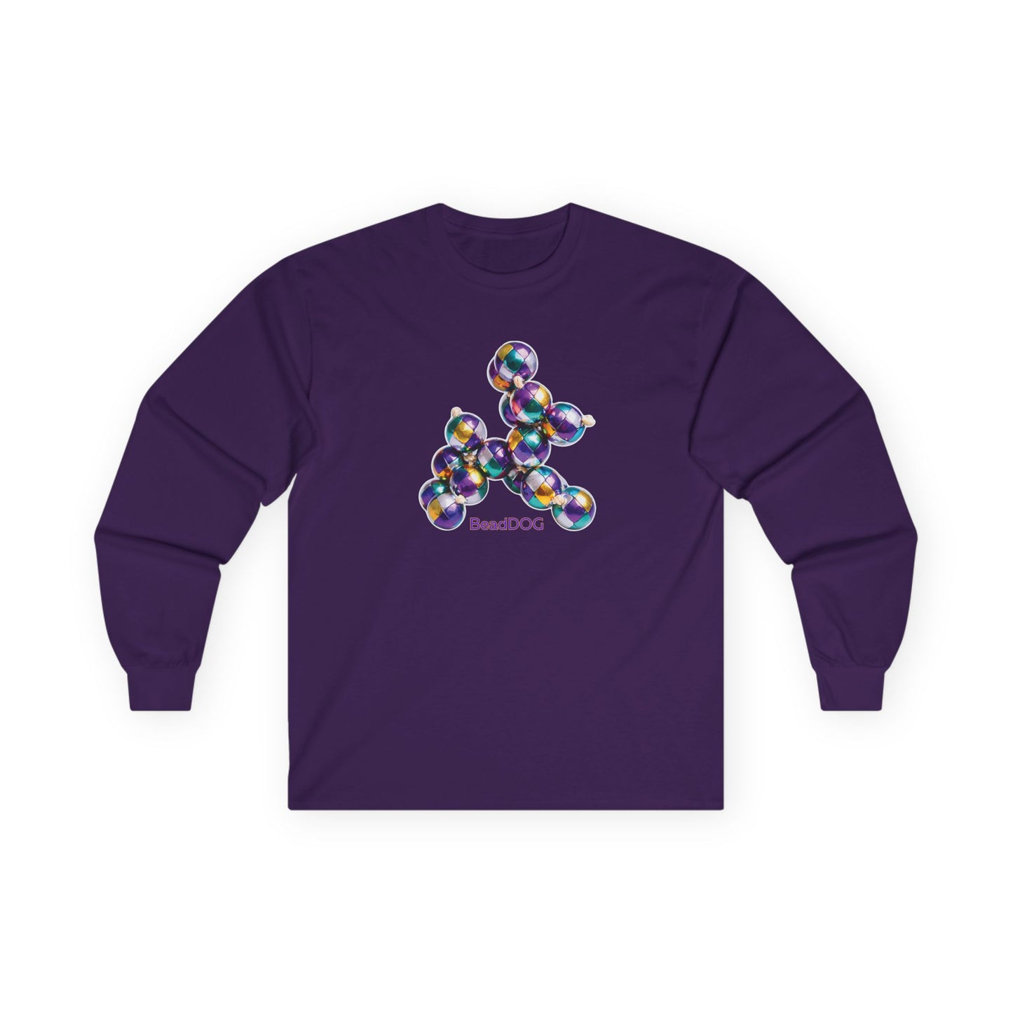 Mardi Gras Harlequin Bead Dog Long Sleeve Tee
