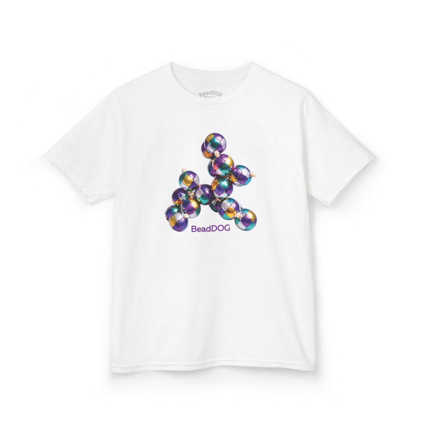 Kids Mardi Gras BeadDog Graphic Tee — Harlequin Youth T-Shirt