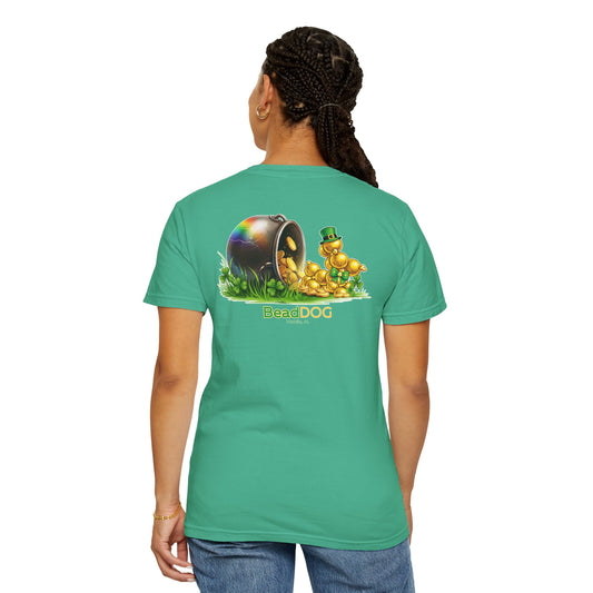 St. Patrick's Day Pot of Gold T-Shirt — Funny Bead Dog Rainbow Tee
