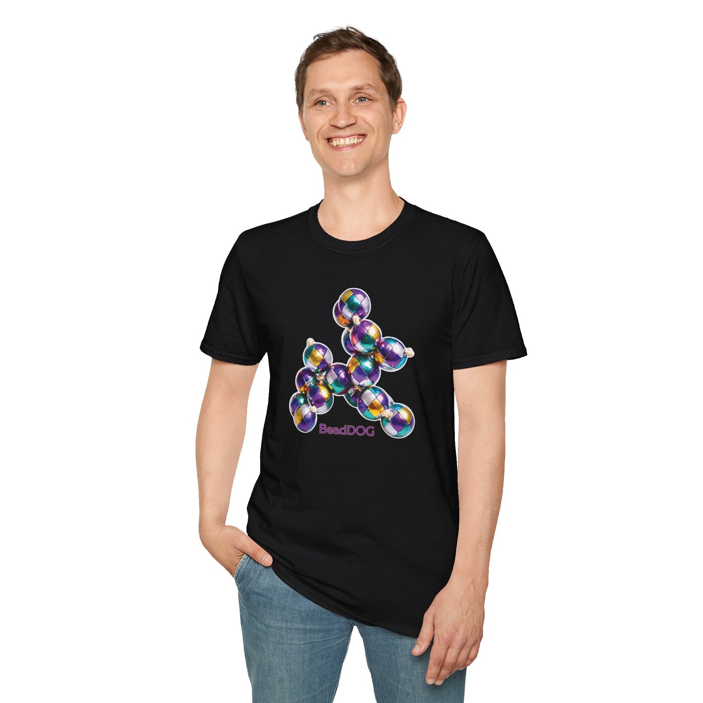 Bead Dog Graphic T-Shirt — Colorful BeadDog Art Tee
