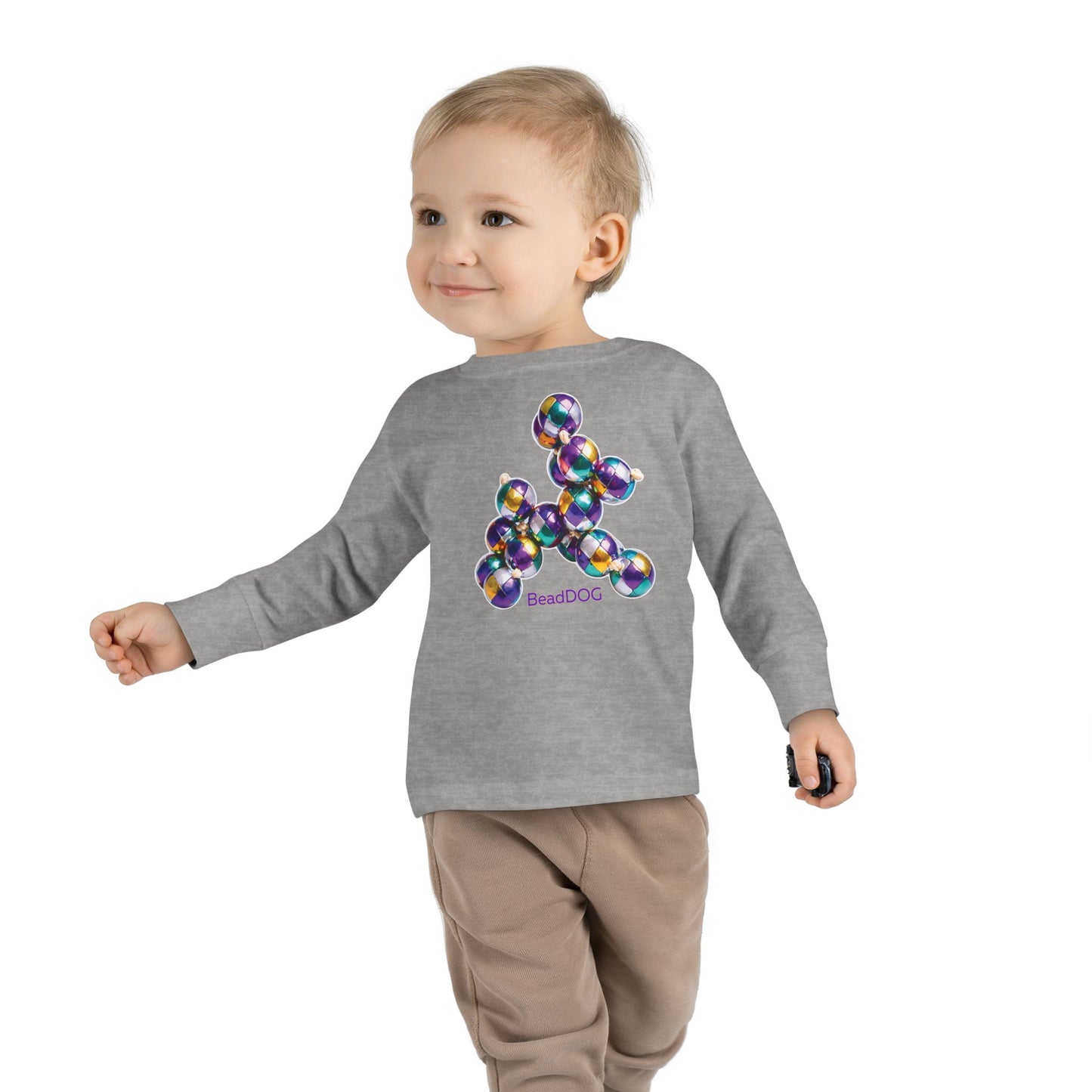 Mardi Gras BeadDog Toddler Long Sleeve Tee — Harlequin Graphic