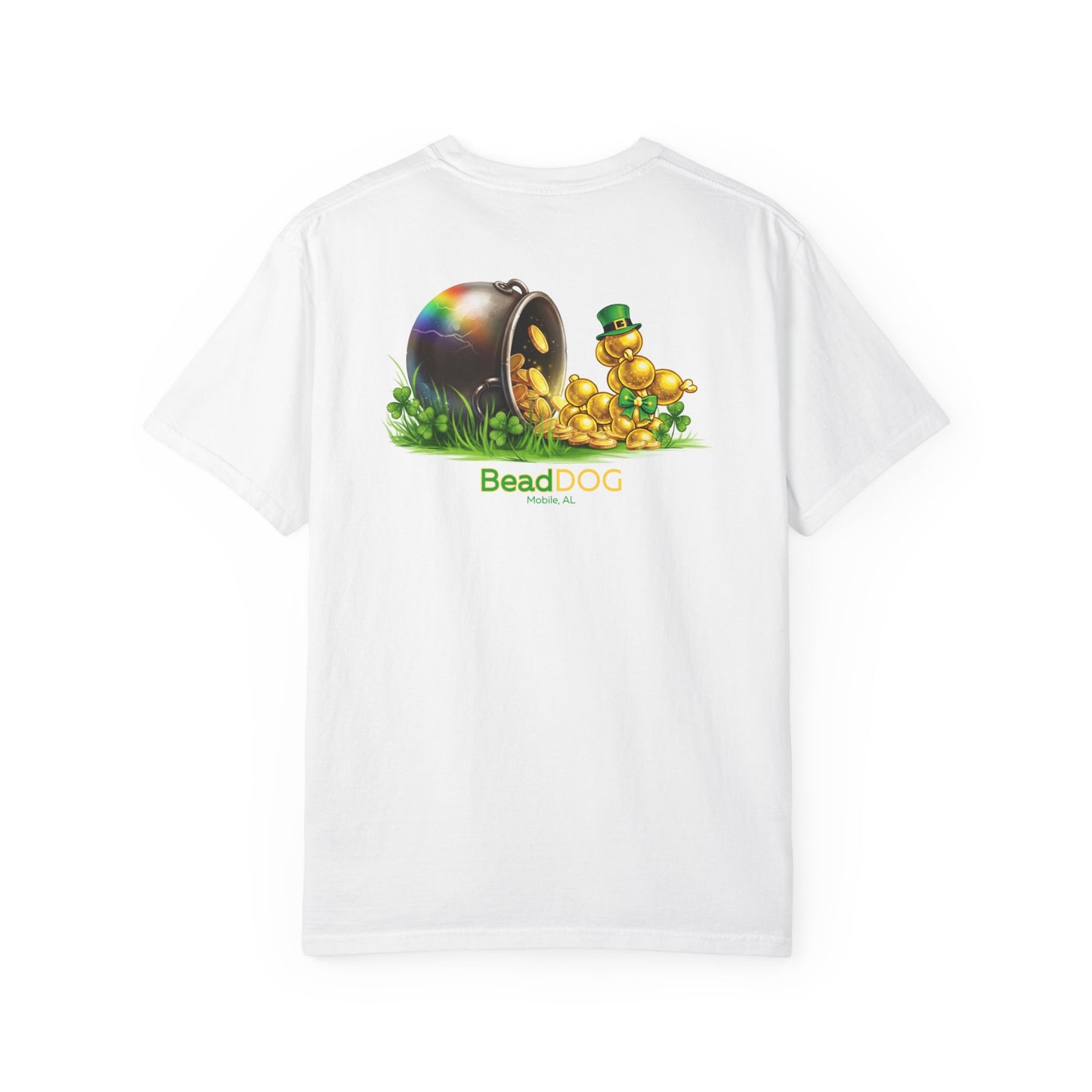 St. Patrick's Day Pot of Gold T-Shirt — Funny Bead Dog Rainbow Tee