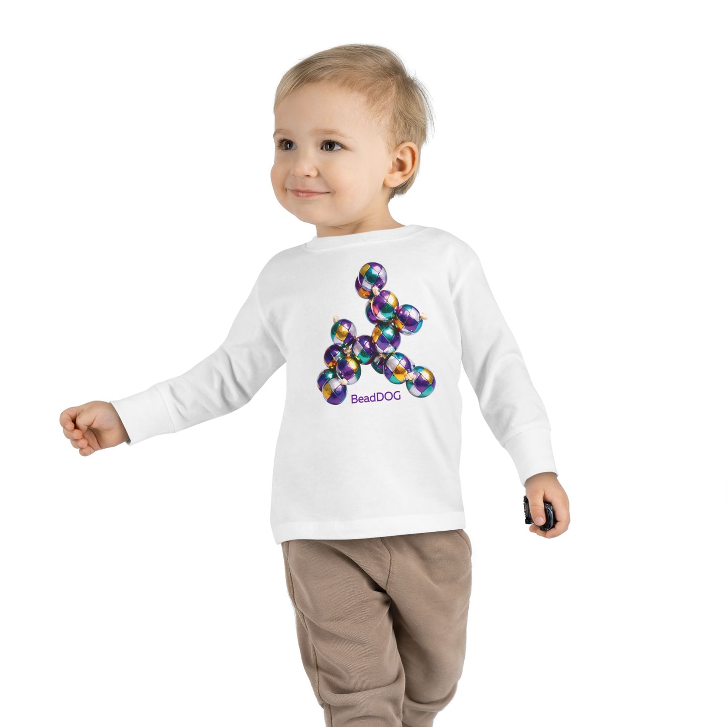 Mardi Gras BeadDog Toddler Long Sleeve Tee — Harlequin Graphic