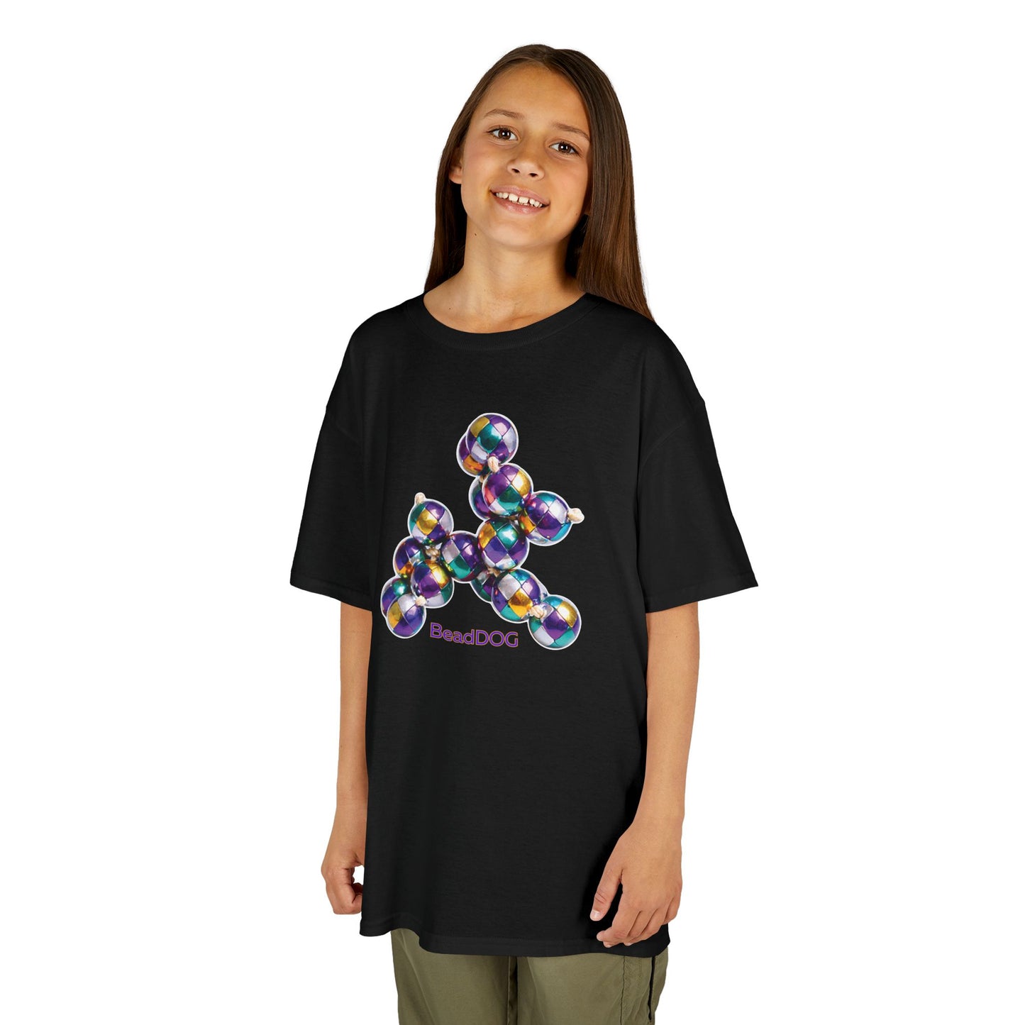 Kids Mardi Gras BeadDog Graphic Tee — Harlequin Youth T-Shirt